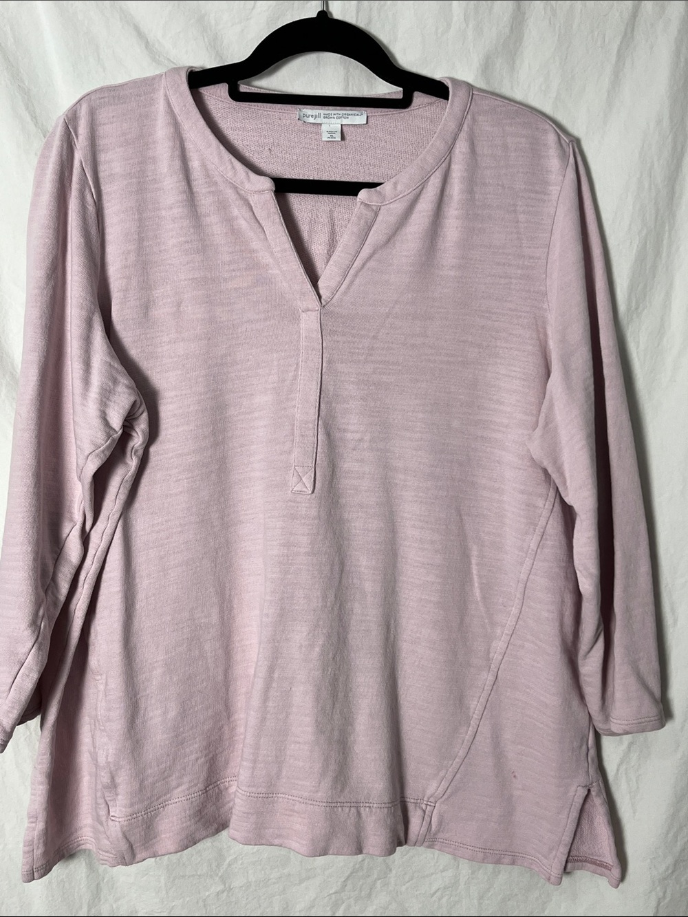 J Jill Organic Cotton Long-Sleeve Henley Top Size XL Petite